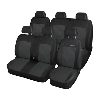 Maßgeschneiderte Sitzbezüge Auto für Volkswagen Transporter T5 Van (2003-2015) - Autositzbezüge Schonbezüge für Autositze - für zwei Reihen (geteilte Rückbank) - E1
