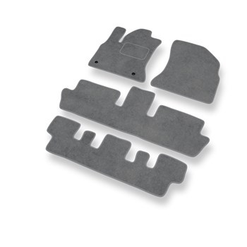 Fußmatten Auto für Citroen C4 Picasso I MPV (2007-2013) - Premium Velours graue Automatten Autoteppiche