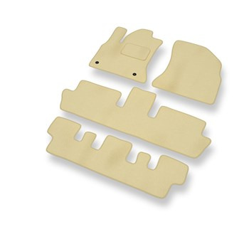 Fußmatten Auto für Citroen C4 Picasso I MPV (2007-2013) - Premium Velours beige Automatten Autoteppiche