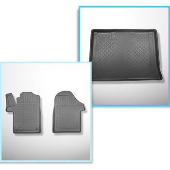 Set Kofferraumschale und angepasste Autoteppiche TPE für: Mercedes-Benz Vito W447 Tourer (10.2014-....) - hinter der dritten Sitzreihe;Extra lange Version (Extra Long) (Radstand 3430 mm;Fahrzeuglänge 5370 mm);ohne geteilten Gepäckraum
