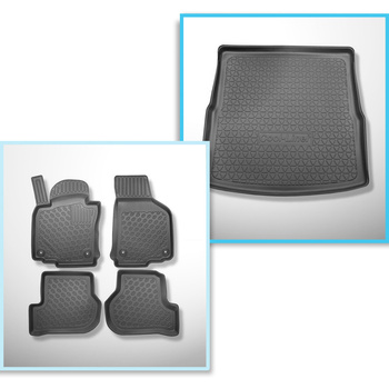 Set Kofferraumschale und angepasste Autoteppiche TPE für: Volkswagen Golf VI 5K Variant (09.2009-08.2013) - flacher Ladeboden