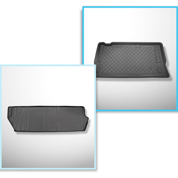 Set Kofferraumschale und angepasste Autoteppiche TPE für: Mercedes-Benz Vito W447 Tourer (10.2014-....) - hinter der dritten Sitzreihe;lange Version (Radstand 3200 mm, Autolänge 5140 mm);nicht verschiebbare Sitze, auf Haken;Version Compact, Long und Extra