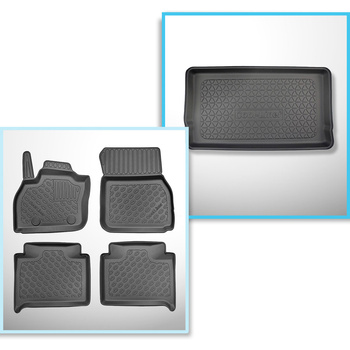 Set Kofferraumschale und angepasste Autoteppiche TPE für: Renault ZOE Hatchback (06.2019-2023)