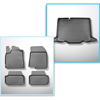 Set Kofferraumschale und angepasste Autoteppiche TPE für: Dacia Sandero III DJF Hatchback (01.2021-....) - unterer Kofferraum;ohne Doppelboden im Kofferraum