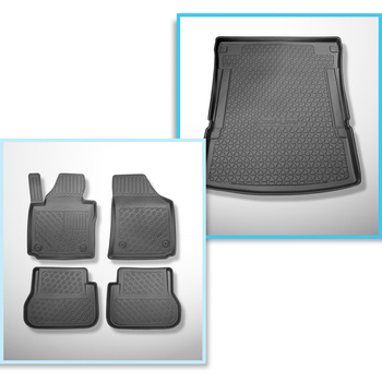 Set Kofferraumschale und angepasste Autoteppiche TPE für: Volkswagen Caddy IV Maxi Van (10.2007-10.2020) - Trendline, Comfortline, Highline;5 Sitze;ohne 3. Sitzreihe