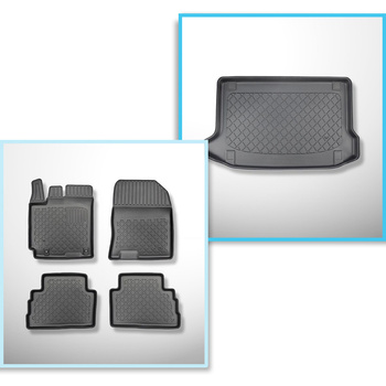 Set Kofferraumschale und angepasste Autoteppiche TPE für: Hyundai Kona SUV (11.2017-03.2023) - nicht für die elektrische und Hybrid Version