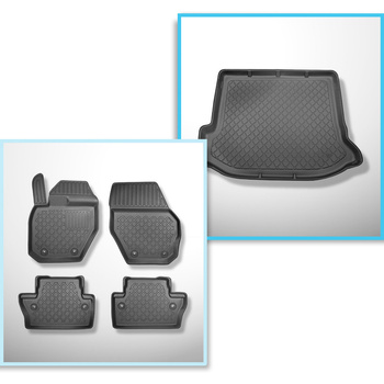 Set Kofferraumschale und angepasste Autoteppiche TPE für: Volvo V60 Kombi (10.2010-01.2018) - nicht fuer Plug-in Hybrid