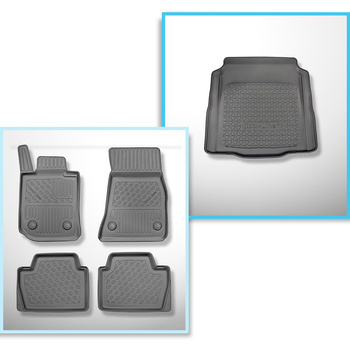 Set Kofferraumschale und angepasste Autoteppiche TPE für: BMW 4er G22 Coupé (10.2020-....) - die Hinterkante (an der Ladekante) muss abgeschnitten werden