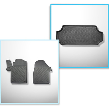Set Kofferraumschale und angepasste Autoteppiche TPE für: Mercedes-Benz Vito BASE Tourer (10.2014-....) - hinter der dritten Sitzreihe;lange Version (Radstand 3200 mm, Autolänge 5140 mm)