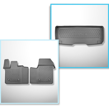 Set Kofferraumschale und angepasste Autoteppiche TPE für: Volkswagen Multivan T7 Van (10.2021-....) - kurzer Achsabstand;hinter der dritten Sitzreihe;auch für die eHybrid PHEV-Version