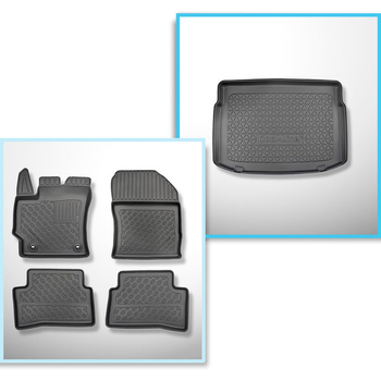 Set Kofferraumschale und angepasste Autoteppiche TPE für: Toyota Corolla XII E210 Hatchback (02.2019-....) - oberer Kofferraum (für Multiboden);für Autos mit Doppelboden im Kofferraum;auch für Hybride