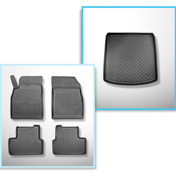 Set Kofferraumschale und angepasste Autoteppiche TPE für: Opel Astra J Limousine (09.2012-2015) - mit Not-Reserverad