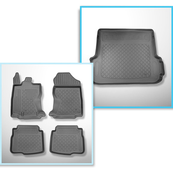 Set Kofferraumschale und angepasste Autoteppiche TPE für: Subaru Outback VI (BT) Kombi (05.2021-....) - ohne / mit Soundsystem