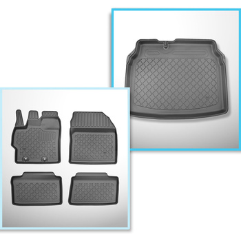Set Kofferraumschale und angepasste Autoteppiche TPE für: Toyota Yaris Cross SUV (09.2021-....) - unterer Kofferraum;ohne doppelten Ladeboden / doppelten Ladeboden im tiefsten Ebene / unter den Doppelboden des Gepäckraums in der oberen Position;auch für H