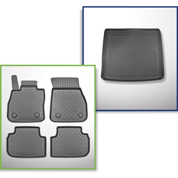 Set Kofferraumschale und angepasste Autoteppiche TPE für: BMW 2er F44 Gran Coupé (03.2020-10.2024) - oberer Kofferraum (für Multiboden);für Autos mit Doppelboden im Kofferraum