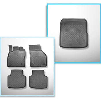 Set Kofferraumschale und angepasste Autoteppiche TPE für: Volkswagen Arteon Fastback, Shooting Brake (06.2017-....) - mit Ersatzreifen