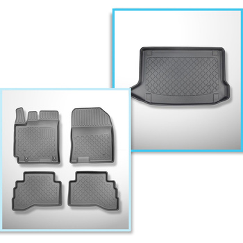 Set Kofferraumschale und angepasste Autoteppiche TPE für: Hyundai Kona Hybrid SUV (09.2019-03.2023) - nicht für die elektrische Version