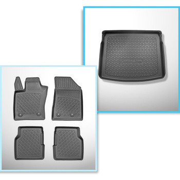 Set Kofferraumschale und angepasste Autoteppiche TPE für: Jeep Compass II MP SUV (08.2017-....) - mit beweglichem Boden im Kofferraum;für obere und untere Ebene;nicht fuer Plug-in Hybrid