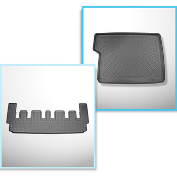 Set Kofferraumschale und angepasste Autoteppiche TPE für: Ford Tourneo Custom Van (02.2018-06.2023)