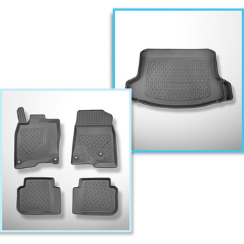Set Kofferraumschale und angepasste Autoteppiche TPE für: Honda Civic XI Hybrid e:HEV Hatchback (10.2022-....) - mit /ohne Subwoofer;Möglichkeit, die richtige Aussparung abzuschneiden