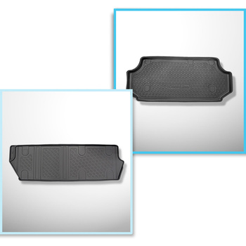 Set Kofferraumschale und angepasste Autoteppiche TPE für: Mercedes-Benz Vito BASE Tourer (10.2014-....) - hinter der dritten Sitzreihe;lange Version (Radstand 3200 mm, Autolänge 5140 mm);nicht verschiebbare Sitze, auf Haken;Version Compact, Long und Extra