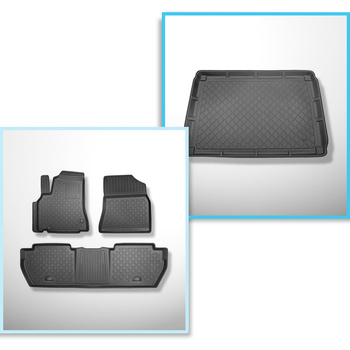 Set Kofferraumschale und angepasste Autoteppiche TPE für: Citroen Berlingo II Van (2008-08.2018) - 5 Sitze;nicht für cargo / Lastwagen;ohne 3. Sitzreihe;ohne 3. Sitzreihe