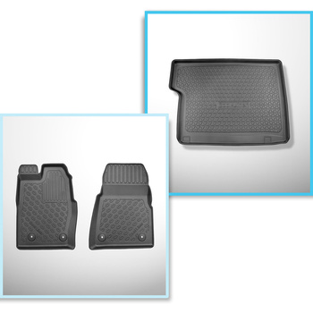 Set Kofferraumschale und angepasste Autoteppiche TPE für: Ford Tourneo Custom Van (02.2018-06.2023)