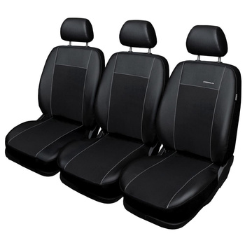 Maßgeschneiderte Sitzbezüge Auto für Peugeot Partner III Van (2018-....) nur vordere Sitze - 3x1 - Autositzbezüge Schonbezüge für Autositze - czarny