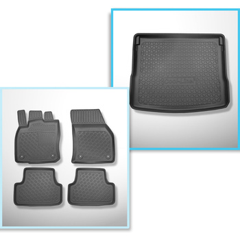 Set Kofferraumschale und angepasste Autoteppiche TPE für: Cupra Ateca SUV (11.2018-....) - beweglicher Boden im Kofferraum in oberer Position oder mit Allradantrieb