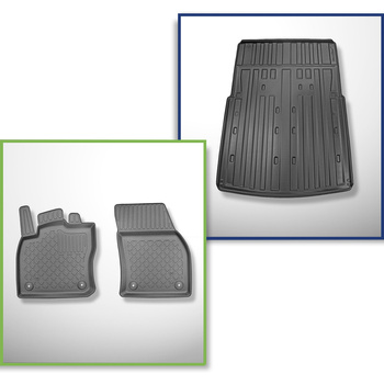 Set Kofferraumschale und angepasste Autoteppiche TPE für: Volkswagen Caddy V Van (11.2020-....) - 2/3 Sitze;kurzer Achsabstand;Caddy, Caddy Maxi, Caddy Cargo, Caddy Maxi Cargo