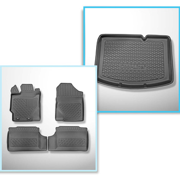 Set Kofferraumschale und angepasste Autoteppiche TPE PREMIUM für: Toyota Yaris III Hatchback (09.2011-08.2020) - vertiefte Ladeflaeche