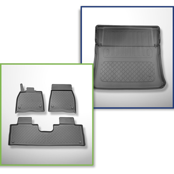 Set Kofferraumschale und angepasste Autoteppiche TPE für: Mercedes-Benz EQS X296 SUV (12.2022-....) - 7 Sitze;dritte Reihe zusammengeklappt