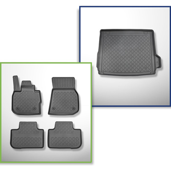 Set Kofferraumschale und angepasste Autoteppiche TPE für: BMW iX3 G08 SUV (01.2021-....) - auch für Modelle mit Befestigungsschienen;nicht fuer Plug-in Hybrid