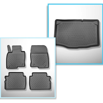 Set Kofferraumschale und angepasste Autoteppiche TPE PREMIUM für: Mazda 2 III DJ Hatchback (02.2015-....)