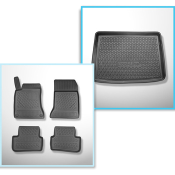 Set Kofferraumschale und angepasste Autoteppiche TPE für: Mercedes-Benz B Klasse W246, W247 Sports Tourer (10.2011-12.2018) - oberer Kofferraum (für Multiboden);mit doppeltem Ladeboden (EASY VARIO PLUS SYSTEM (flache Ladefläche));nicht fuer Plug-in Hybrid
