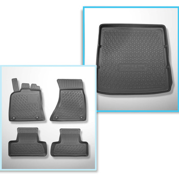 Set Kofferraumschale und angepasste Autoteppiche TPE PREMIUM für: Audi Q5 I 8R SUV (11.2008-12.2016) - schmallere Version fuer Modelle mit Schienensystem im Kofferraum