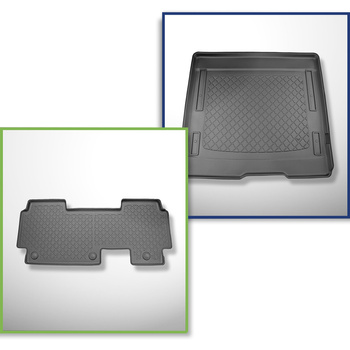 Set Kofferraumschale und angepasste Autoteppiche TPE für: Volkswagen ID. Buzz Van (05.2022-....) - 2. Reihe;5 Sitze;kurzer Achsabstand;auch mit Multi-Flex-Platte