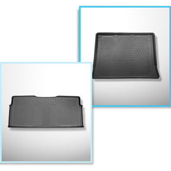 Set Kofferraumschale und angepasste Autoteppiche TPE für: Mercedes-Benz EQV 300 Van (10.2020-....) - Extra lange Version (Extra Long) (Radstand 3430 mm, Fahrzeuglänge 5370 mm);hinter der dritten Sitzreihe;ohne geteilten Gepäckraum;voll hinten 2. Reihe