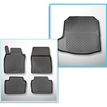 Set Kofferraumschale und angepasste Autoteppiche TPE für: Mazda 3 IV BP Limousine (03.2019-....)