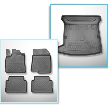 Set Kofferraumschale und angepasste Autoteppiche TPE für: Dacia Jogger Kombi (03.2022-....) - 5/7 Sitze (Ausschnitt für Befestigung der 3. Sitzreihe)