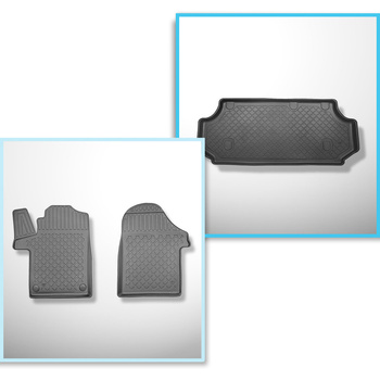 Set Kofferraumschale und angepasste Autoteppiche TPE für: Mercedes-Benz Vito BASE Tourer (10.2014-....) - hinter der dritten Sitzreihe;lange Version (Radstand 3200 mm, Autolänge 5140 mm)