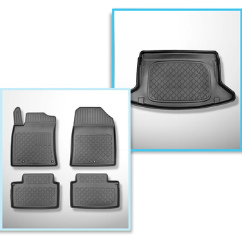 Set Kofferraumschale und angepasste Autoteppiche TPE für: Kia Ceed III CD Hatchback (06.2018-....) - vert. Ladefläche; ohne hoehenverstellbarem Ladeboden