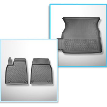 Set Kofferraumschale und angepasste Autoteppiche TPE für: Tesla Model X SUV (01.2021-....) - 6/7 Sitze;hinter der 2. Sitzreihe (3. Reihe umgelegt)