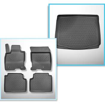 Set Kofferraumschale und angepasste Autoteppiche TPE für: Ford Kuga III SUV (04.2020-....) - mit Reserverad oder Reparatursatz;auch für Hybride
