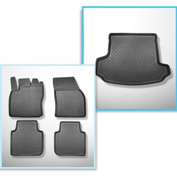 Set Kofferraumschale und angepasste Autoteppiche TPE für: Skoda Kodiaq SUV (03.2017-10.2023) - 7 Sizte; 3. Reihe umgelegt