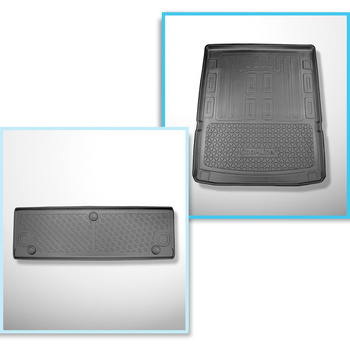 Set Kofferraumschale und angepasste Autoteppiche TPE für: Volkswagen Caddy V Maxi Van (11.2020-....) - 7 Sitze;hinter der 2. Sitzreihe
