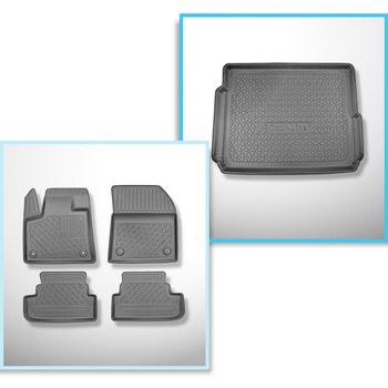 Set Kofferraumschale und angepasste Autoteppiche TPE für: Opel Grandland X Plug-in Hybrid SUV (11.2019-2021) - ohne Hi-Fi-System FOCAL