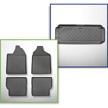 Set Kofferraumschale und angepasste Autoteppiche TPE für: Aixam Miniauto Cross Hatchback (2010-2016) - 4 Sitze