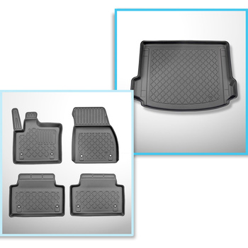 Set Kofferraumschale und angepasste Autoteppiche TPE für: Land Rover Range Rover Evoque L551 SUV (04.2019-....) - auch für Modelle mit Befestigungsschienen;auch Plug-in-Hybrid