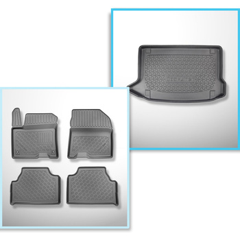 Set Kofferraumschale und angepasste Autoteppiche TPE für: Hyundai Kona electric SUV (08.2018-03.2023) - nicht für Hybride Versionen